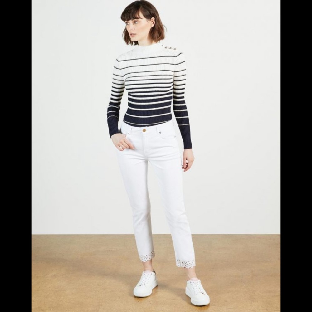 Ted Baker Lillya – Applique Hem Detail Skinny Jean‎ White